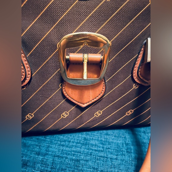 Gucci Diagonal GG Leather trim buckle Luggage 1970s - Picture 16 of 17